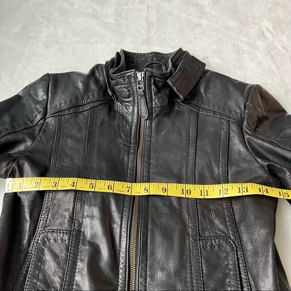 DANIER Black Leather Bomber Jacket - Picture 9 of 16